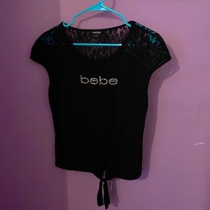 💖Bebe black rhinestone blouse🌟